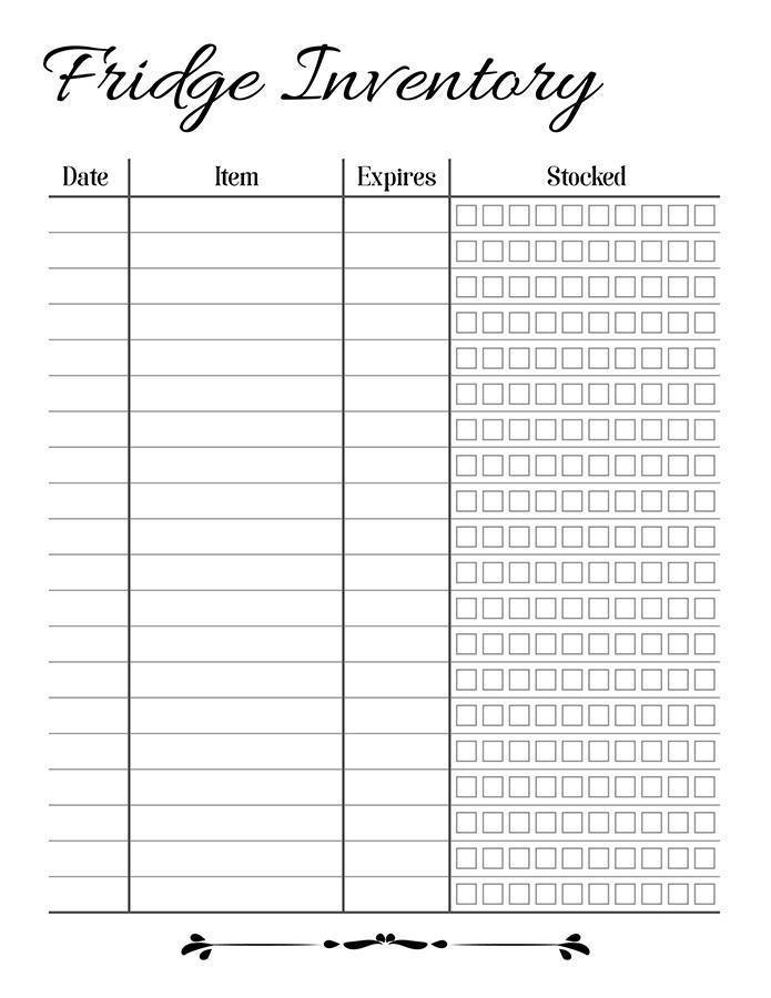 Free Printable Food Inventory Sheet