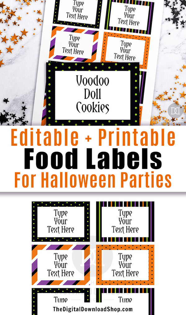 Halloween Food Labels Printable Editable The Digital Download Shop