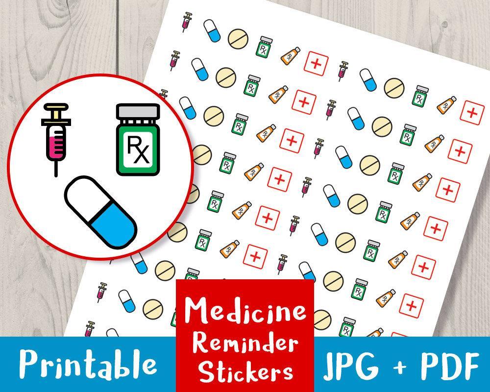 medicine reminder printable planner stickers the digital download shop