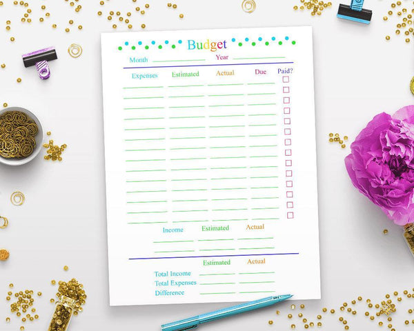 monthly budget planner with pockets