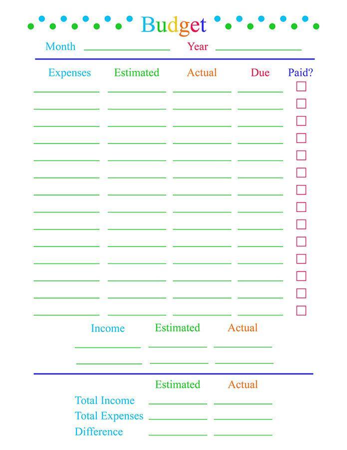 budget planner monthly template