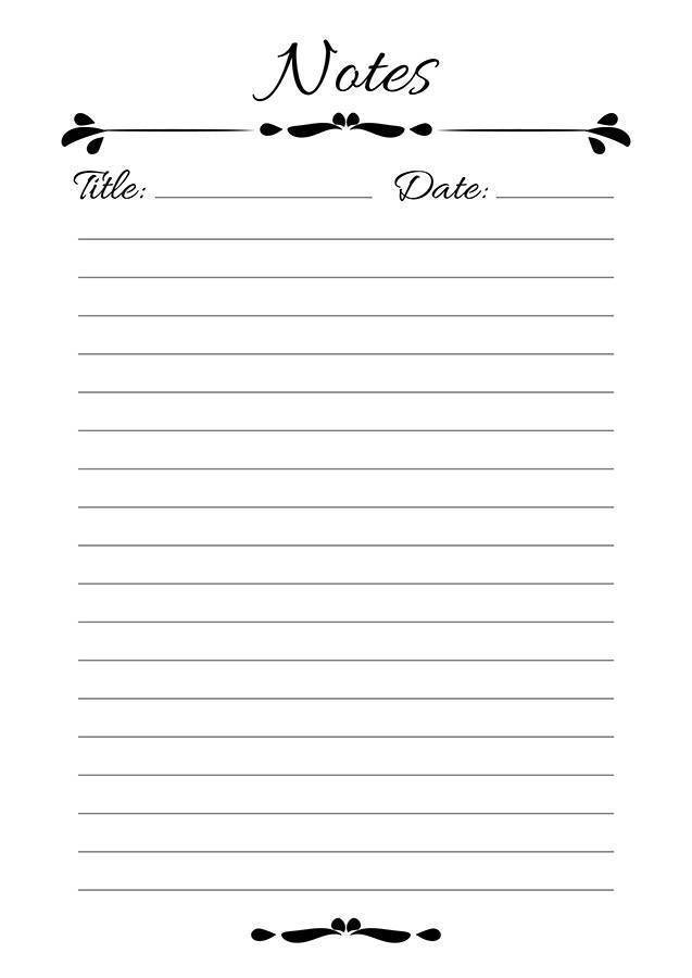 Notes Page Printable The Digital Download Shop