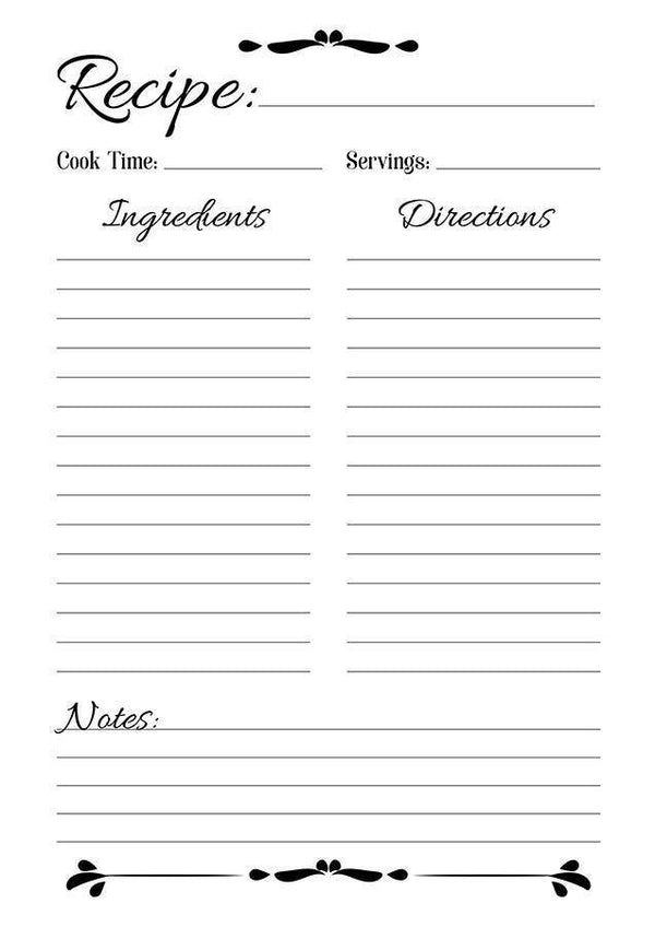 blank recipe card template for word