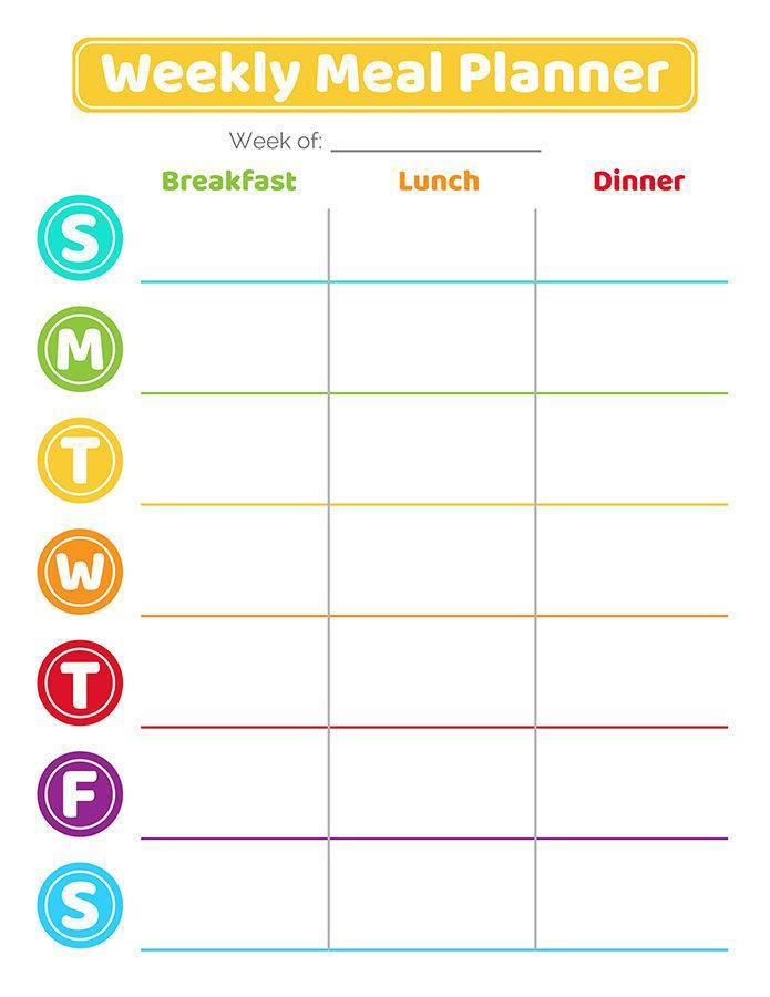 weekly meal planner rainbow circles the digital download shop