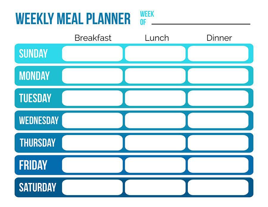 Weekly Menu Planner Printable- Blue Ombre | The Digital Download Shop