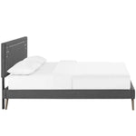 Ruthie Queen Fabric Platform Bed with Round Splayed Legs - What A Room