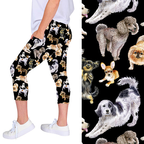 Womens Leggings, Dog Capri Leggings