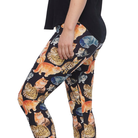 Crazy Cats, Black and White Women's Leggings