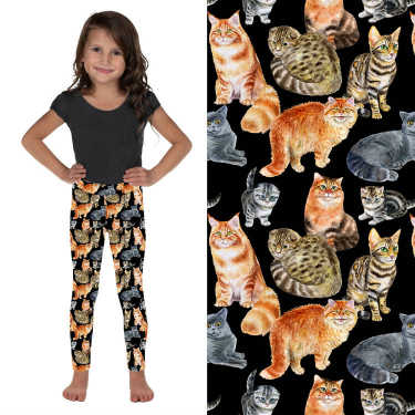 Natopia New Without Tags Colourful Graphic Print Cat Kitten Leggings OS  8-14