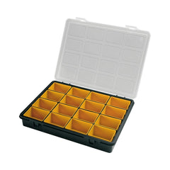 Cutie depozitare ARTPLAST plastic cu 16 separatoare detasabile galben cu gri, capac transparent 242x188x37mm