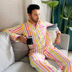 Dandelion-Pastel Multicolour -Cotton-Multi Stripe- Candy Stripe-Pajamas Sets