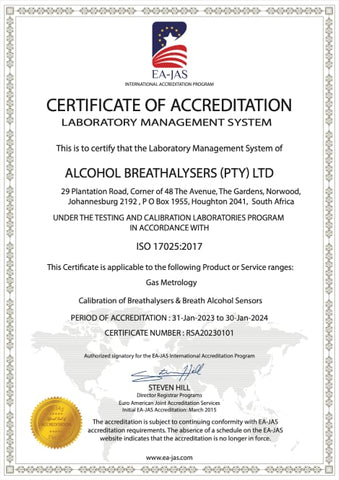ISO17025:2017 Alcohol Breathalysers Pty Ltd