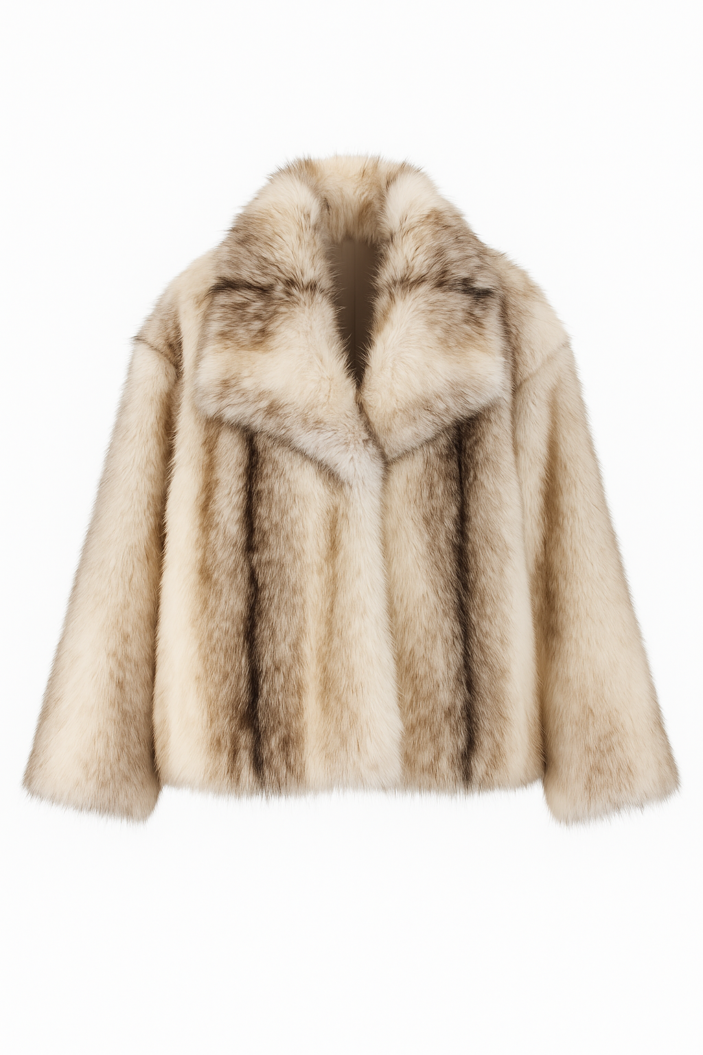 3 Tone Luxurious Mid Thigh Length Faux Fur Coat