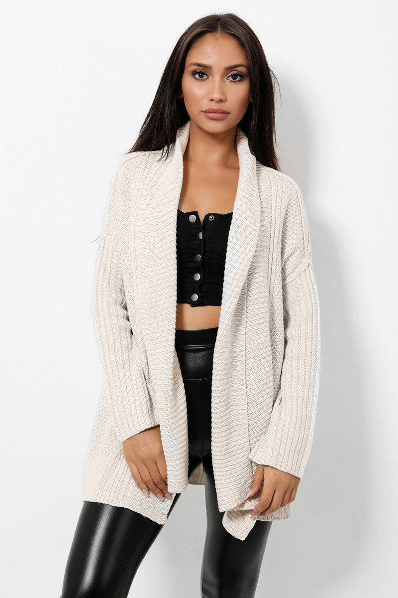 Get Beige Chunky Knit Open Front Cardigan for only £5.00 exclusively ...