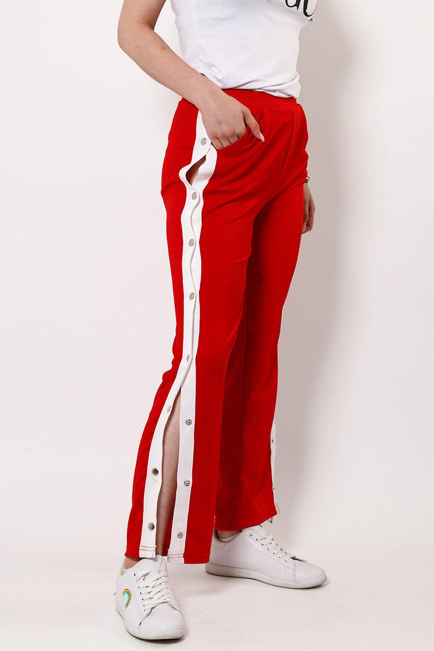 Get Sports White Stripe Side Button Up Red Trousers for only £5.00 ...