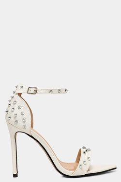 white spike heels