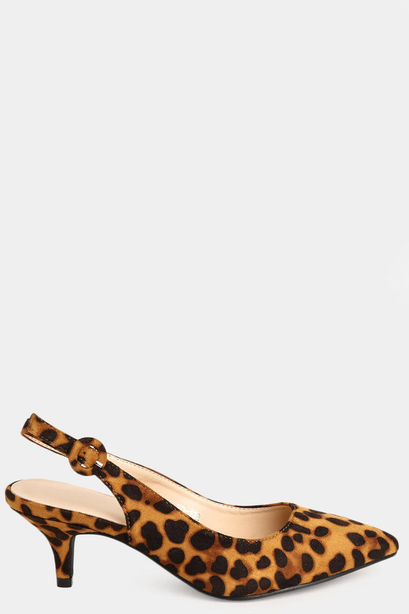 leopard print kitten heel slingbacks