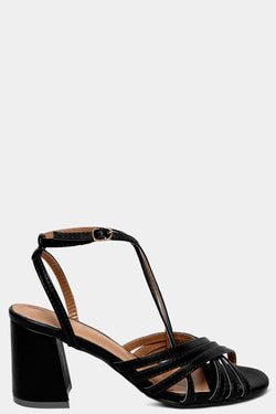 black crossover strap heels