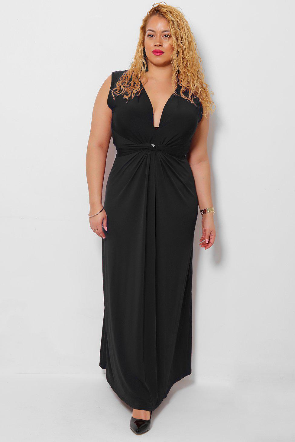 V-Neck Sleeveless Black Maxi Dress – SinglePrice