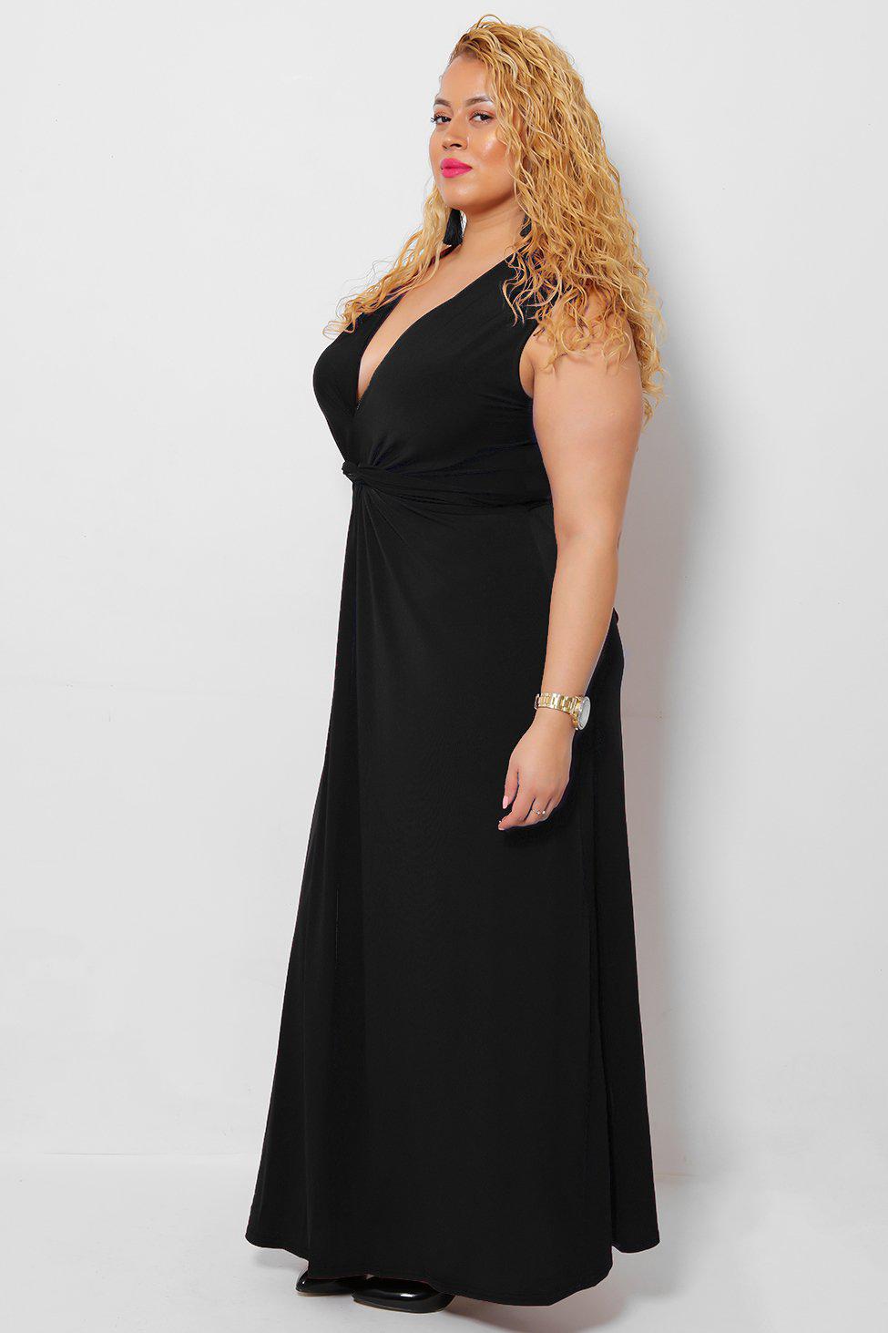 V-Neck Sleeveless Black Maxi Dress – SinglePrice