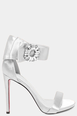 White Jewelled Bow Detail Strap Satin 