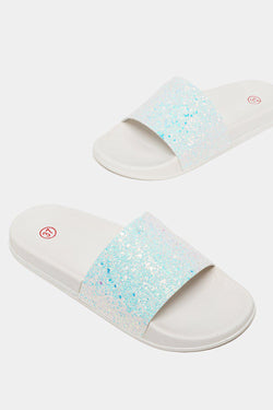 white glitter sliders