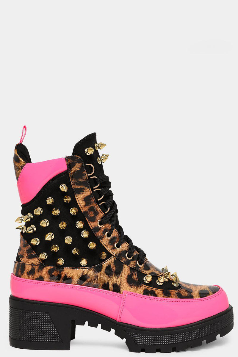 biker boots leopard