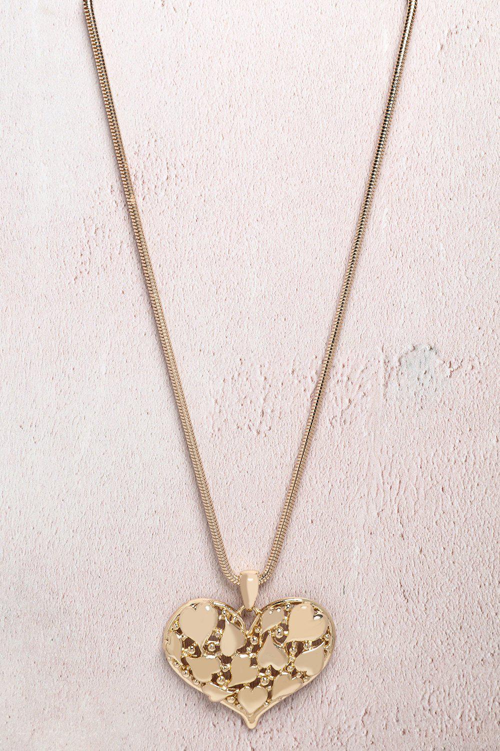 Gold Large Heart Pendant Necklace