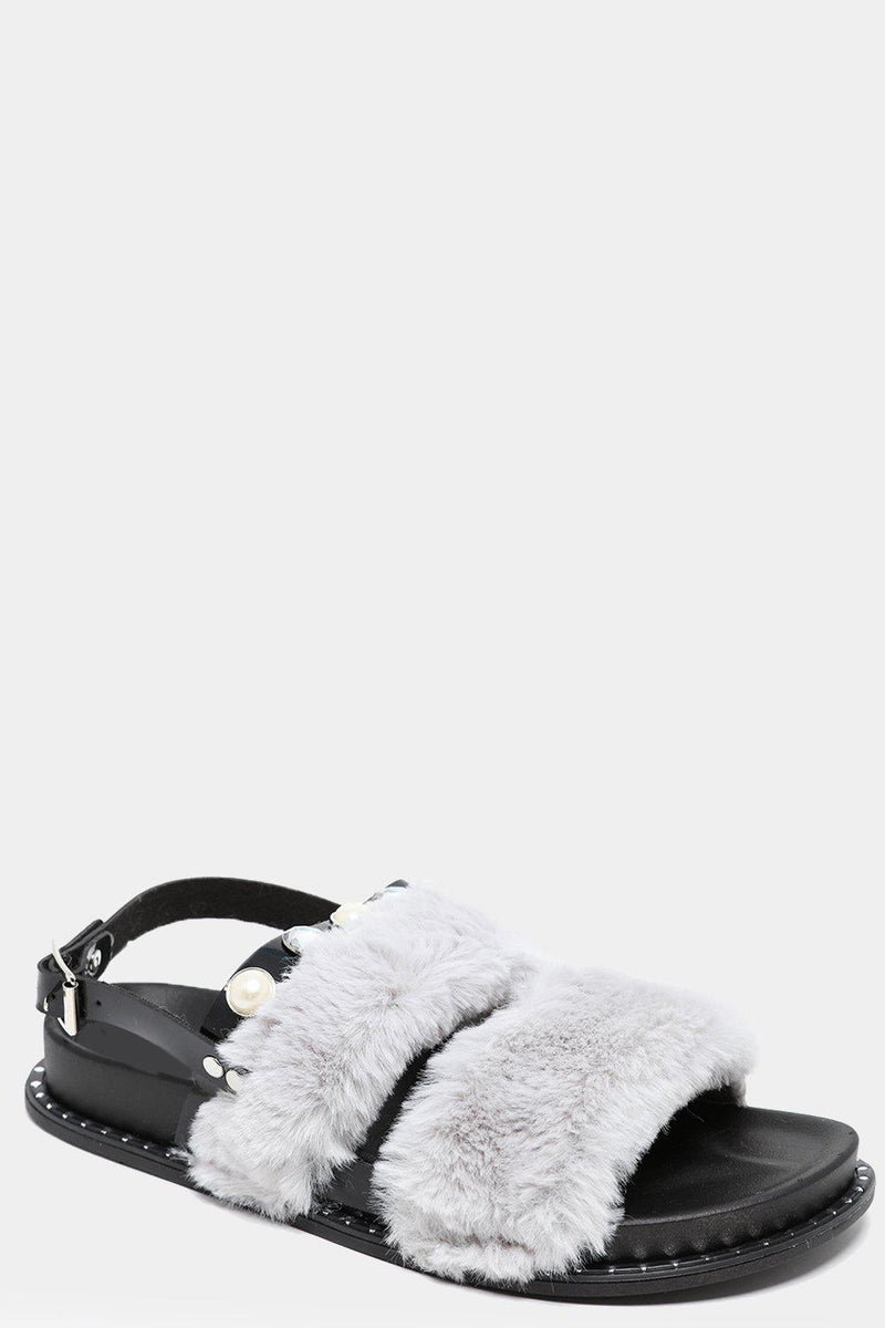 wide fit sliders fluffy