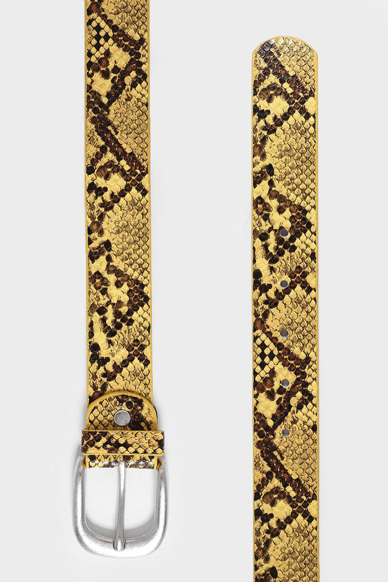 Get Silver Buckle Yellow Snakeskin Belt for only £5.00 exclusively at ...