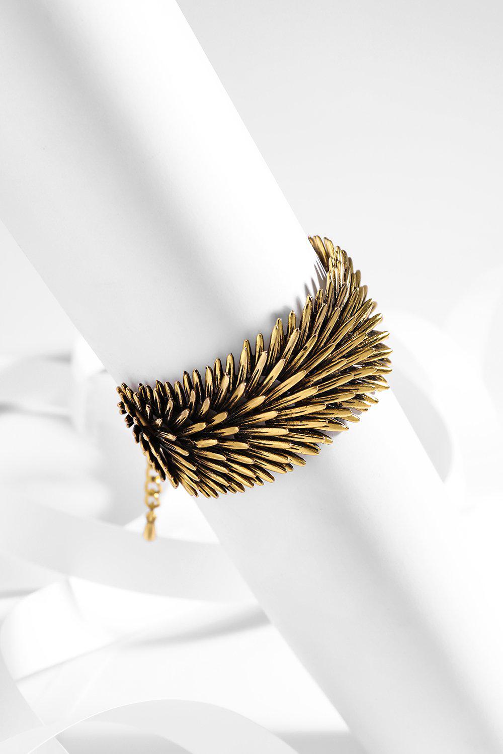 Gold Layered Feathers Bracelet