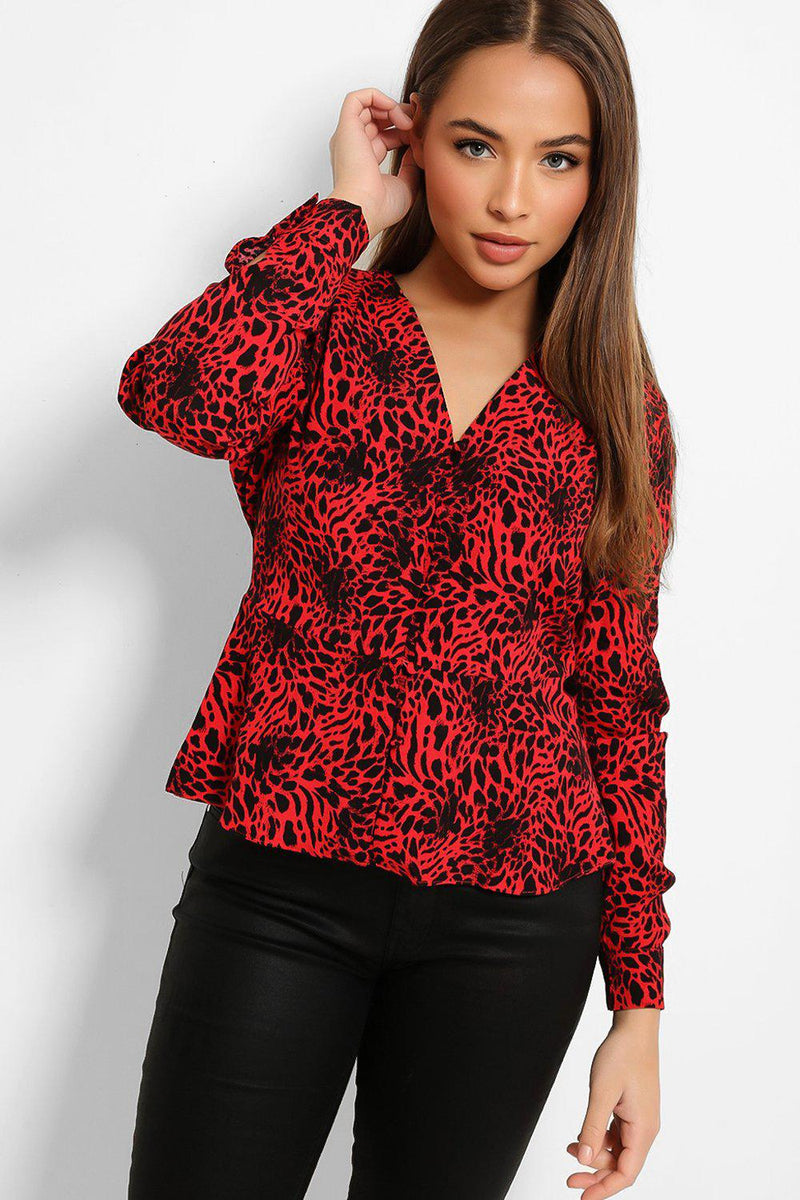 Red Leopard Print Buttons Front Shirt Blouse – SinglePrice