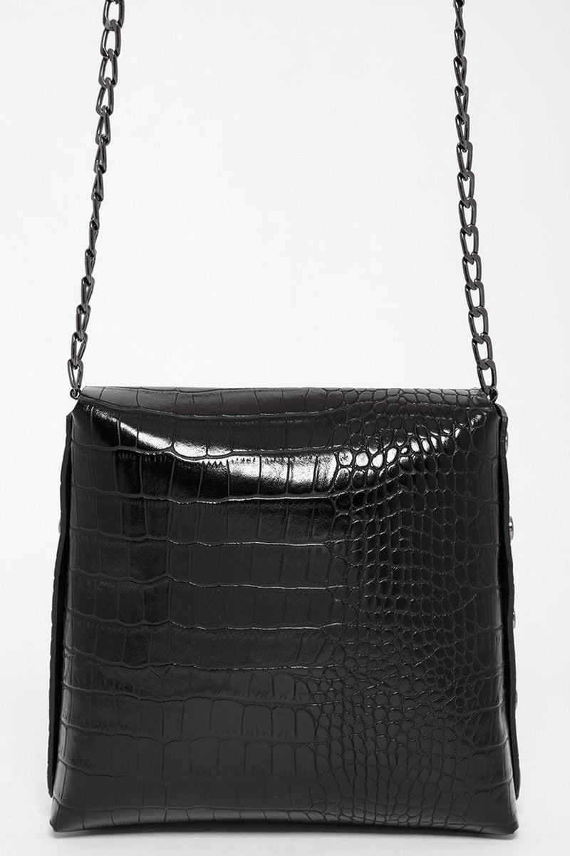 Download Get Studded Sides Black Mock Croc Skin Mini Bag for only £ ...