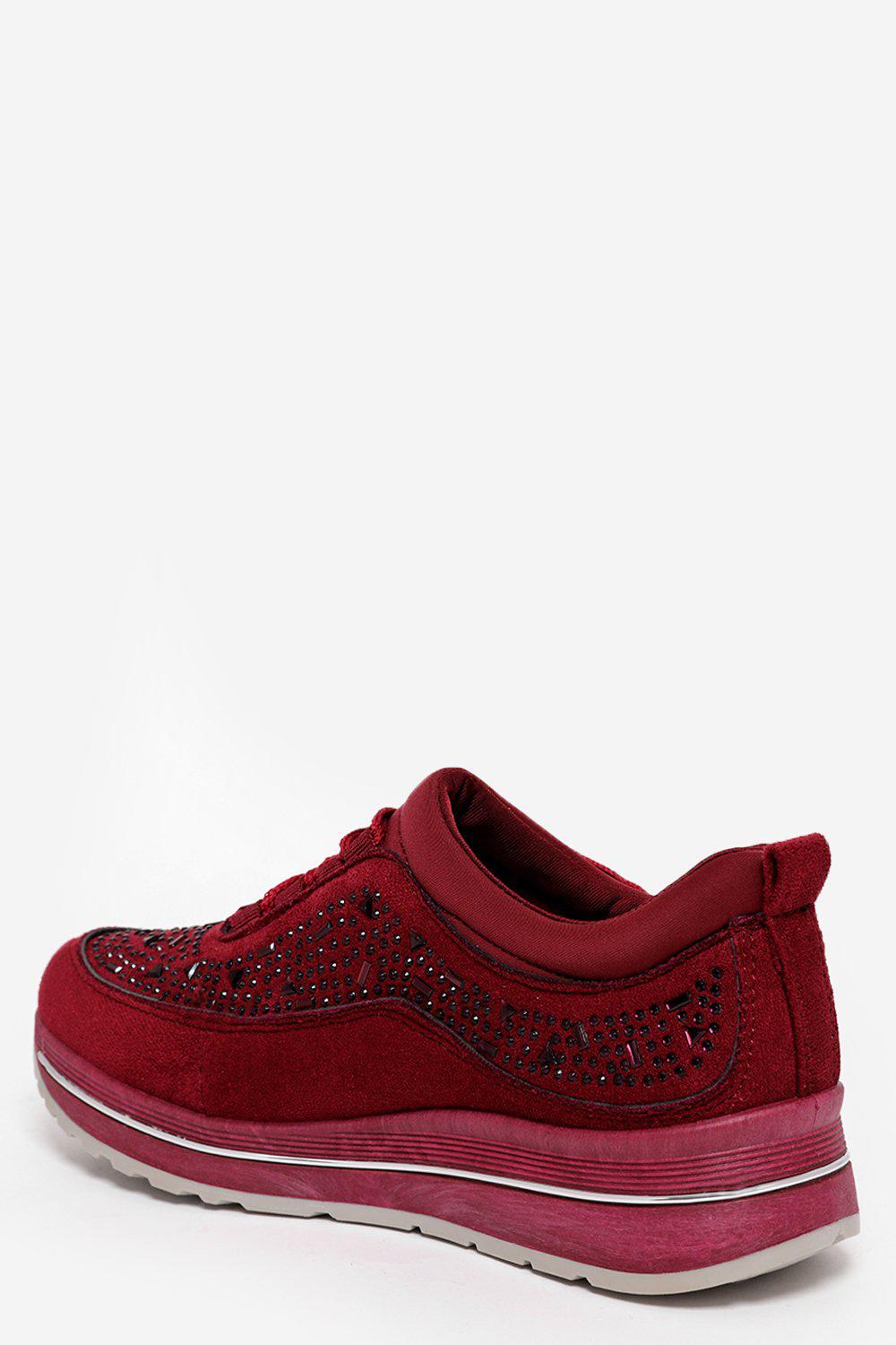 Get Crystals Embellished Maroon Trainers for only £5.00 exclusively at ...