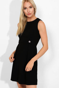 Black Button Details Sleeveless Smart 