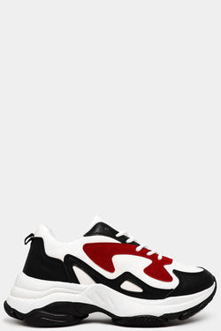 black and red chunky trainers