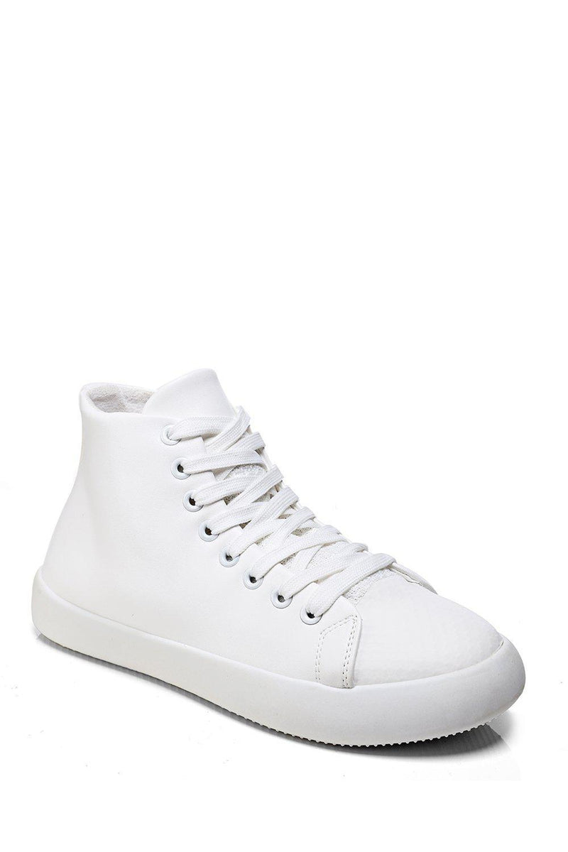 Get White Vegan Leather Hi Trainers for only £5.00 exclusively at ...