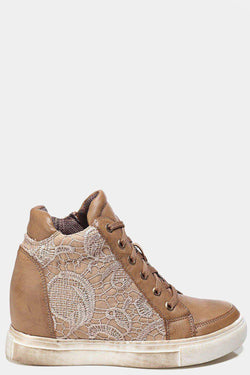 Camel Lace Detail Hidden Wedge Trainers 