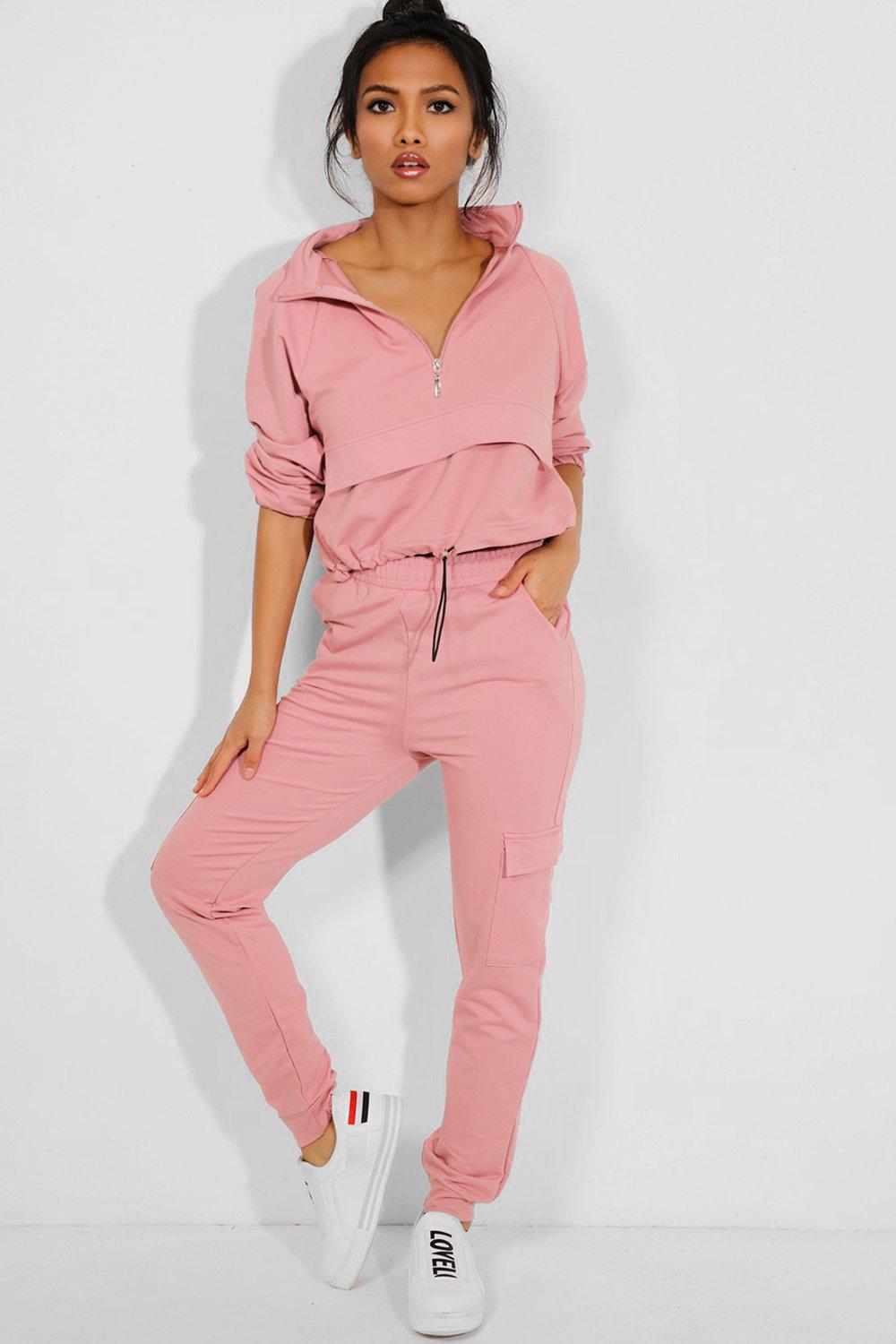 Pink Drawstring Top Cargo Two Piece Tracksuit – SinglePrice