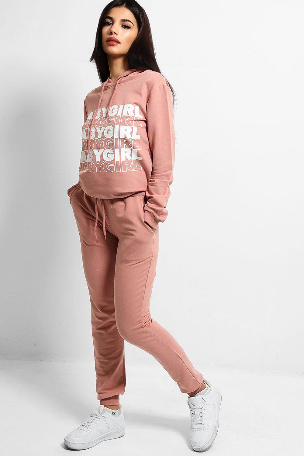 White Slogan Pink Cotton Blend Tracksuit – SinglePrice