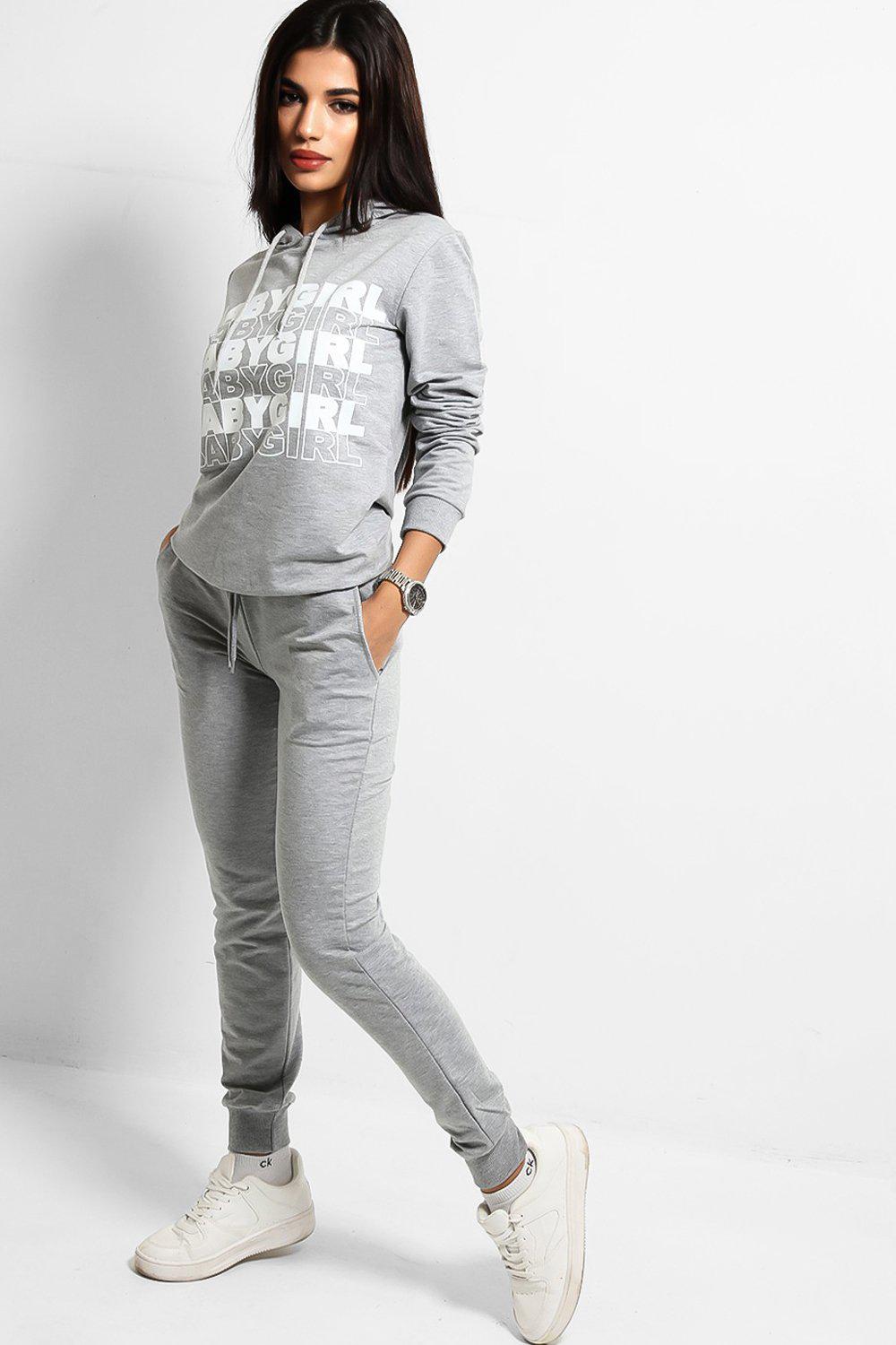 Grey Baby Girl Slogan Print Tracksuit – SinglePrice