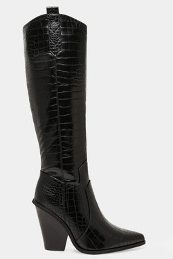 patent croc knee high cowboy boots
