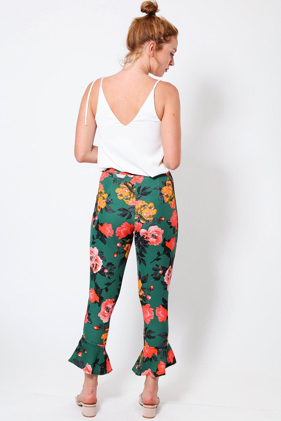 Get Green Frill Hem Cropped Trousers for only £5.00 exclusively at ...