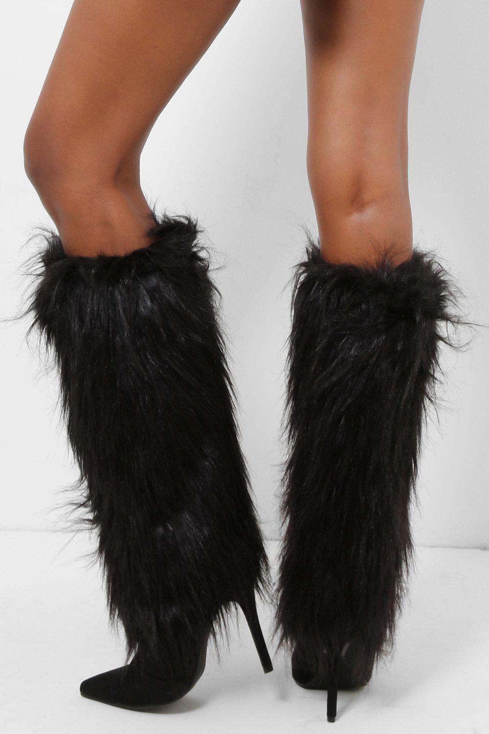 Get Black Tall Faux Fur Calf Stiletto Boots for only £5.00 exclusively ...