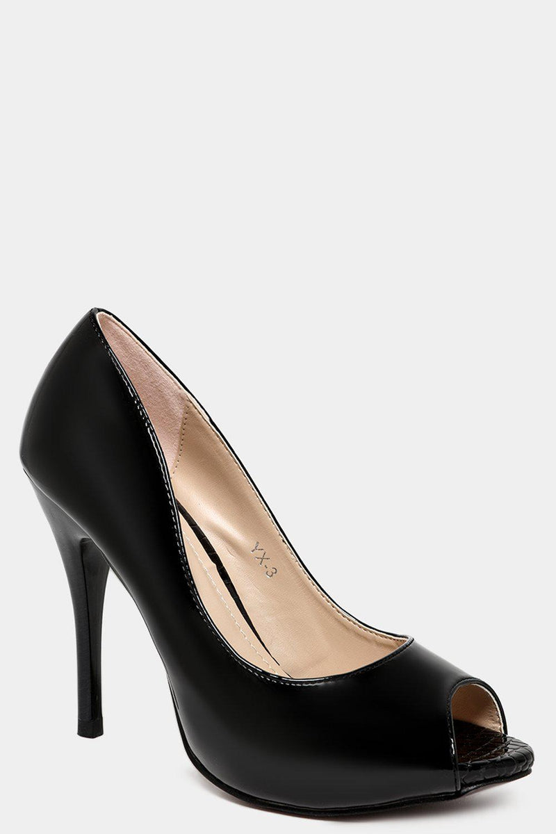 Black Patent Peep Toe High Heels – SinglePrice