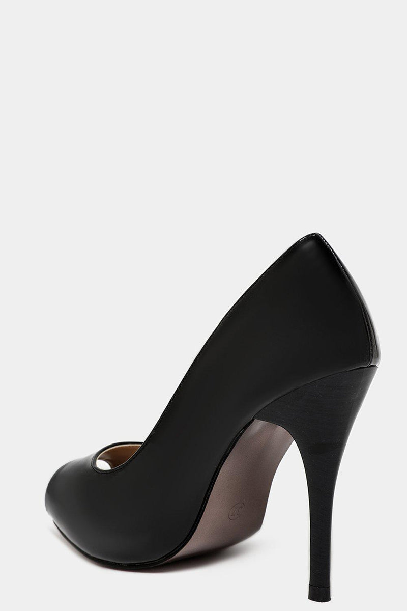 black patent peep toe heels