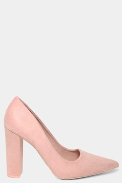 pink block heel pumps