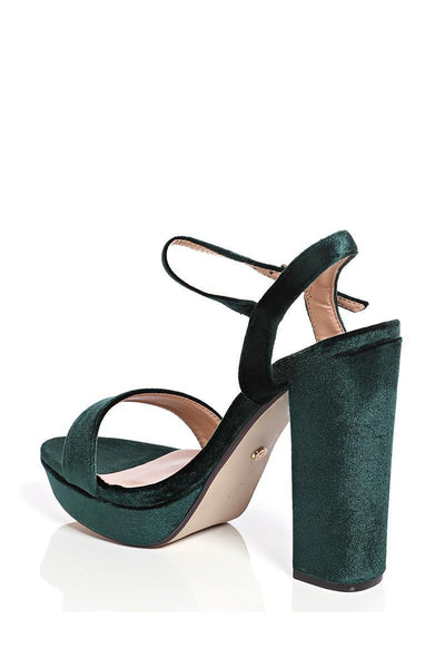 Get Dark Green Velvet Platform Heels for only £5.00 exclusively at ...