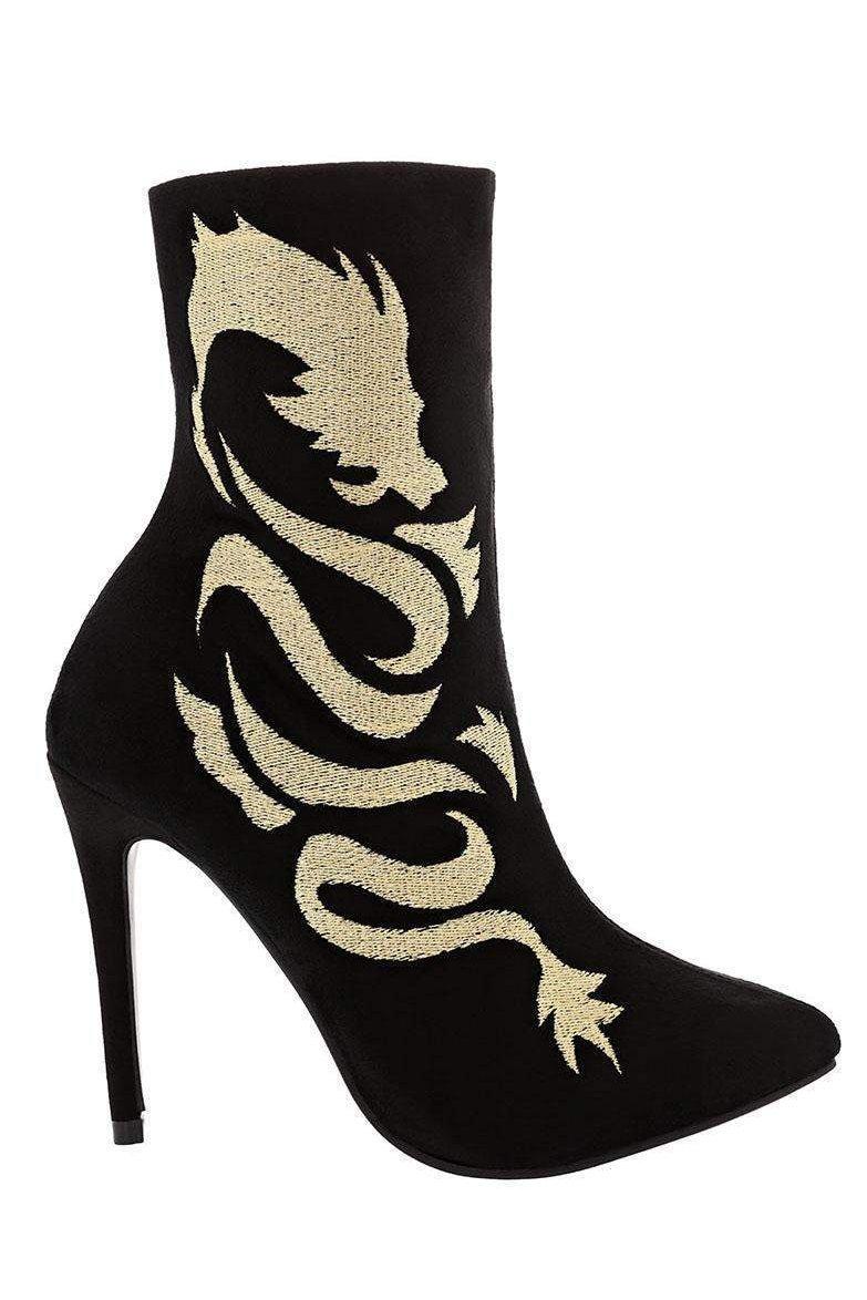 Get Dragon Embroidered Black Ankle Boots for only £5.00 exclusively at ...