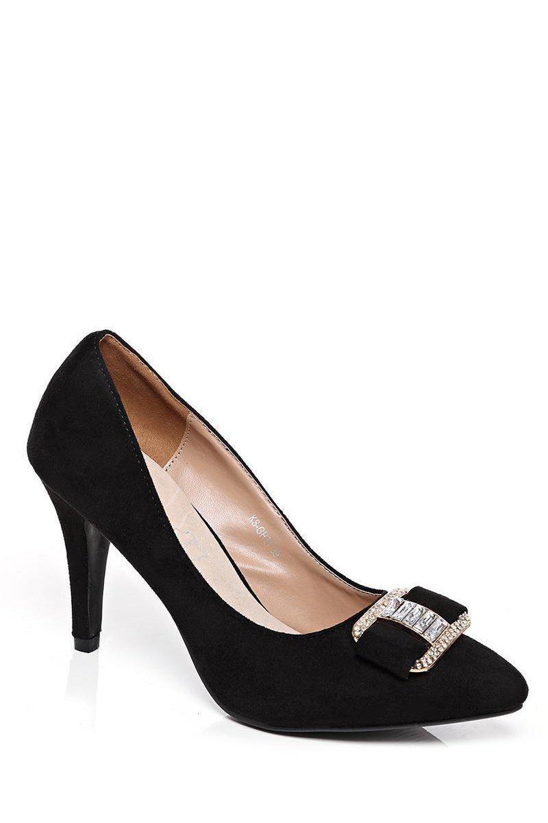 Get Jewelled Buckle Black Suede Heels for only £5.00 exclusively at ...